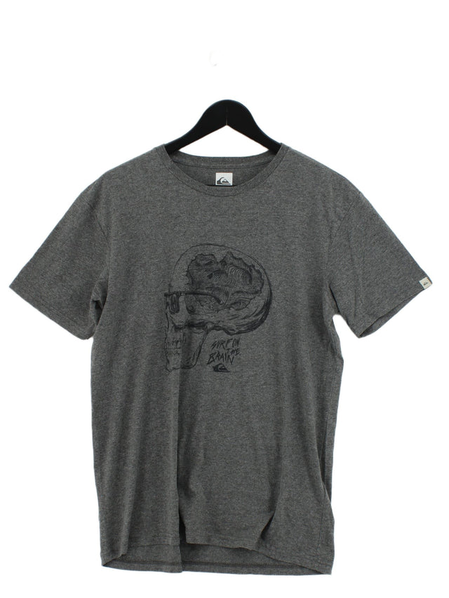 Quiksilver Men's T-Shirt L Grey Cotton with Polyester