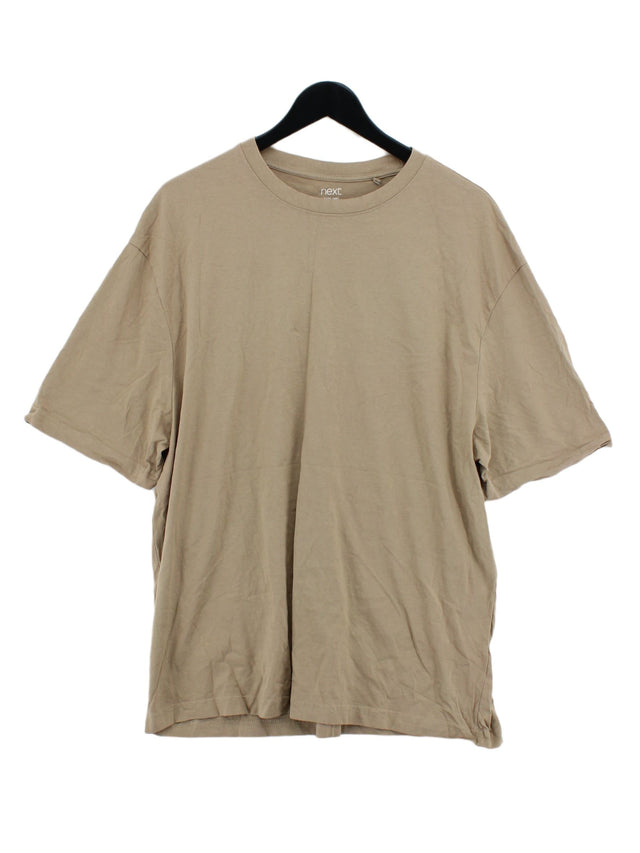 Next Men's T-Shirt L Tan 100% Cotton