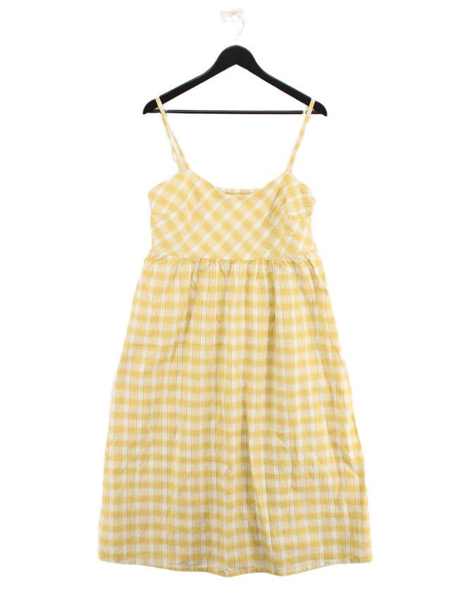 People Tree Women's Midi Dress UK 16 Yellow 100% Cotton