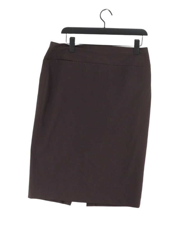 Next Women's Midi Skirt UK 14 Brown Wool with Elastane, Polyester