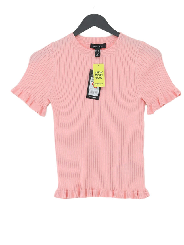 New Look Women's Top UK 12 Pink Viscose with Polyester