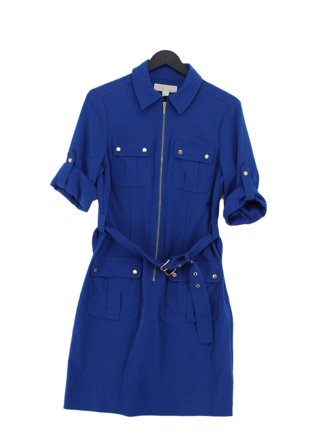 Michael Kors Women's Midi Dress S Blue Polyester with Elastane, Viscose
