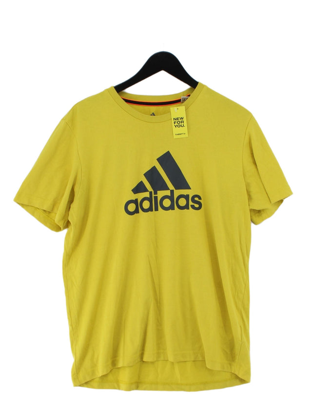 Adidas Women's T-Shirt L Yellow Cotton with Polyester