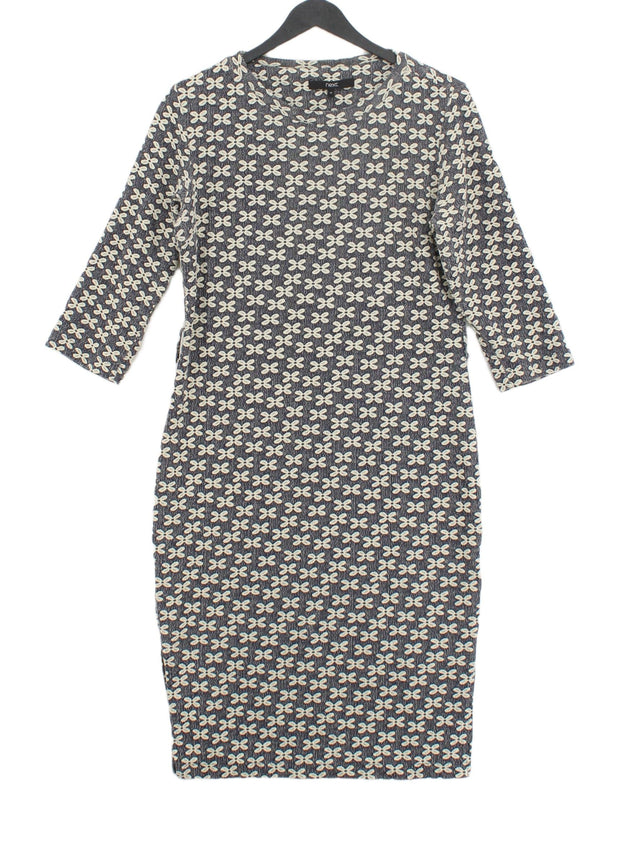 Next Women's Midi Dress UK 12 Blue Polyester with Cotton, Elastane