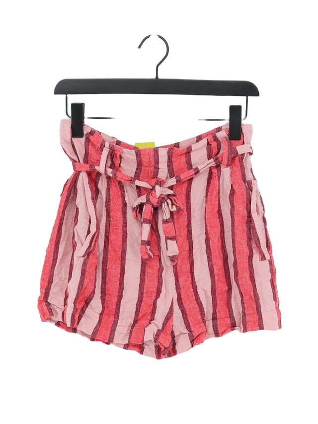 Topshop Women's Shorts UK 10 Pink Linen with Viscose