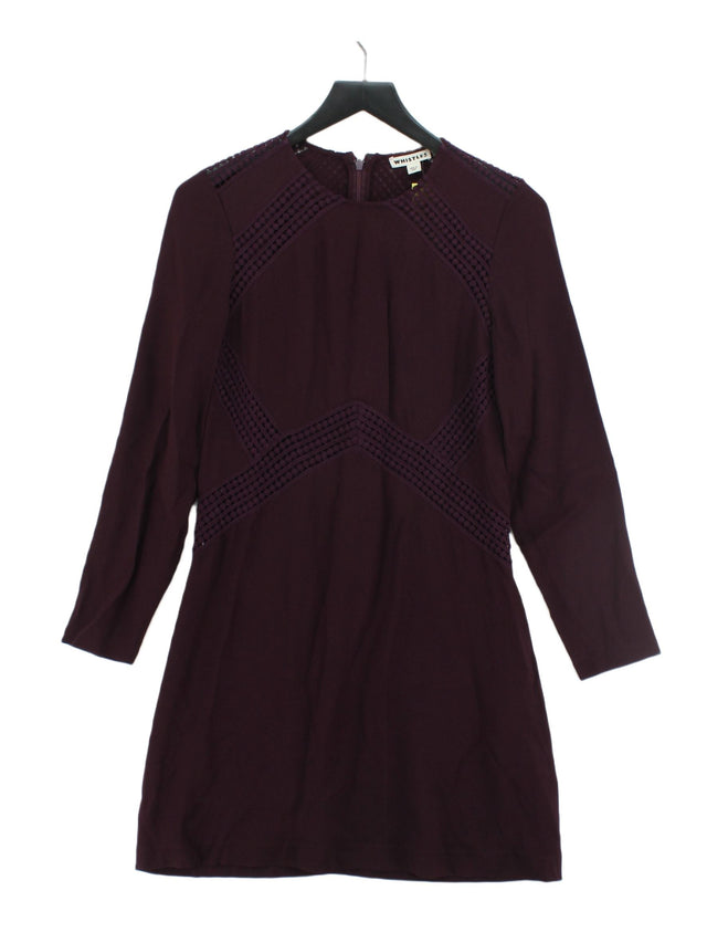 Whistles Women's Midi Dress UK 10 Purple Viscose with Cotton, Polyester