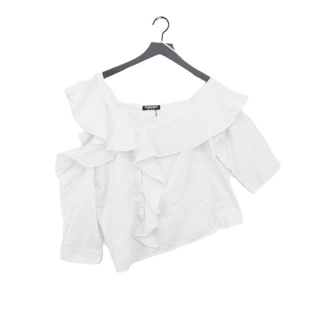 Fashion Union Women's Shirt UK 16 White 100% Cotton