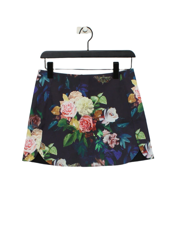 Topshop Women's Mini Skirt UK 10 Purple Polyester with Elastane