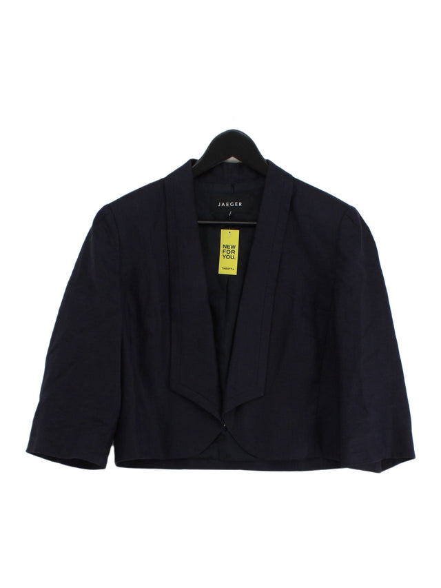 Jaeger Women's Blazer UK 14 Blue Linen with Other