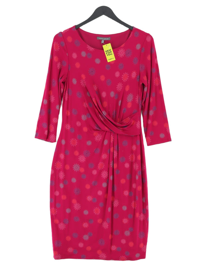 Laura Ashley Women's Midi Dress UK 12 Pink Viscose with Elastane, Polyester