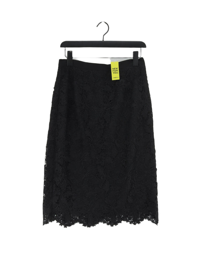 L.K. Bennett Women's Midi Skirt UK 12 Black Rayon with Polyester, Viscose