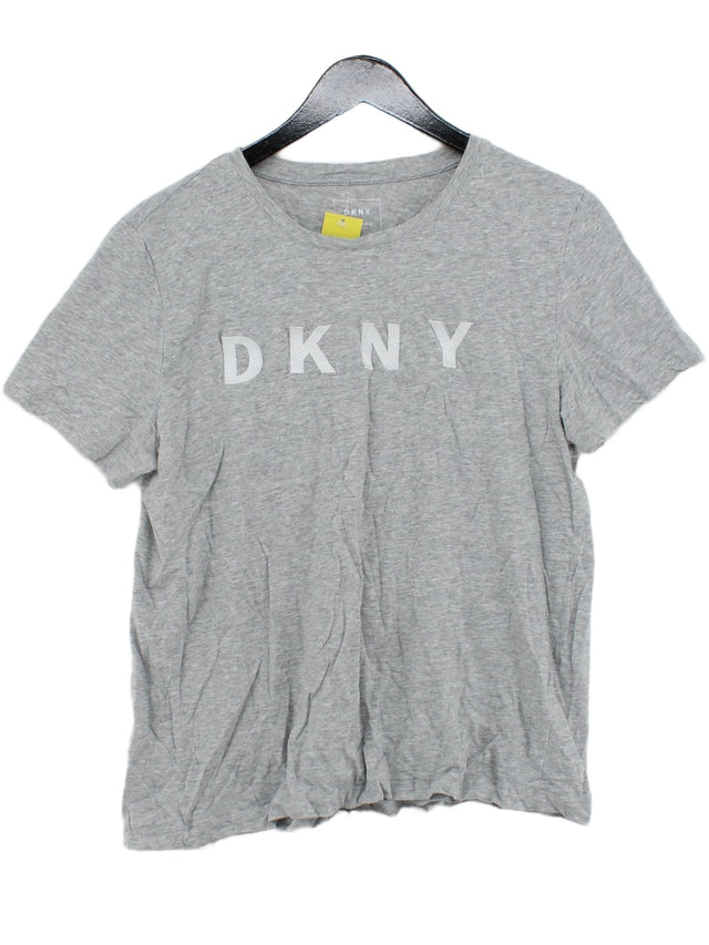 DKNY Women's T-Shirt L Grey 100% Cotton
