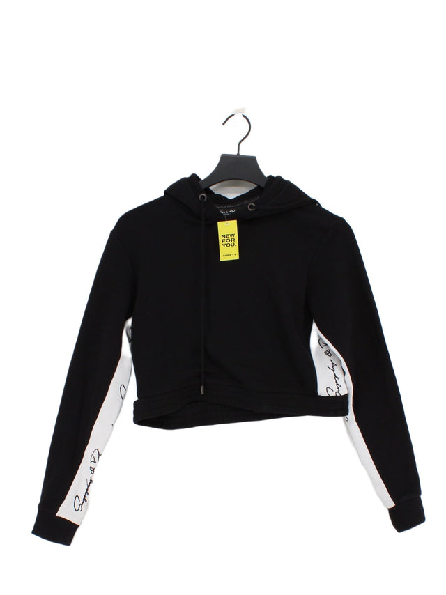 Supply And Demand Women's Hoodie UK 8 Black Cotton with Polyester