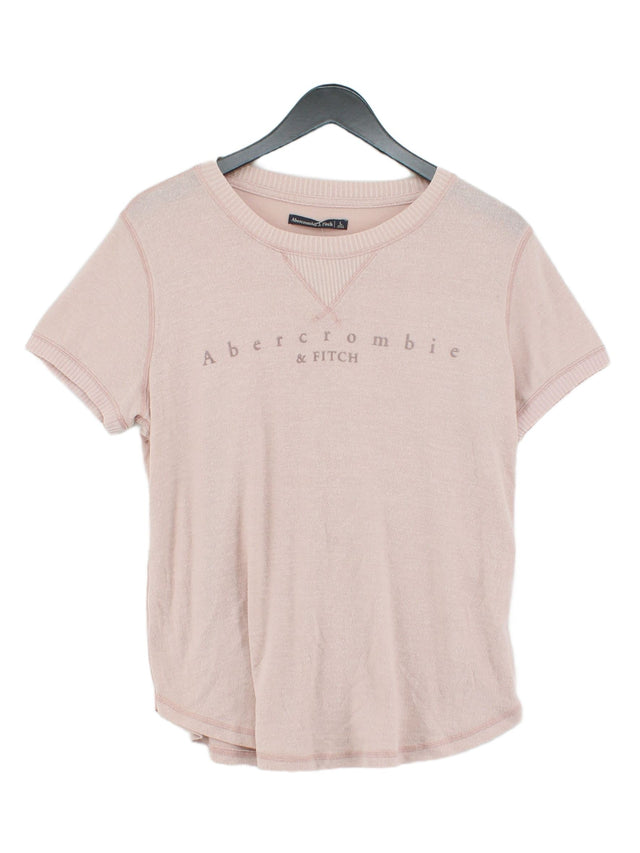 Abercrombie & Fitch Women's Top L Pink Polyester with Elastane, Viscose