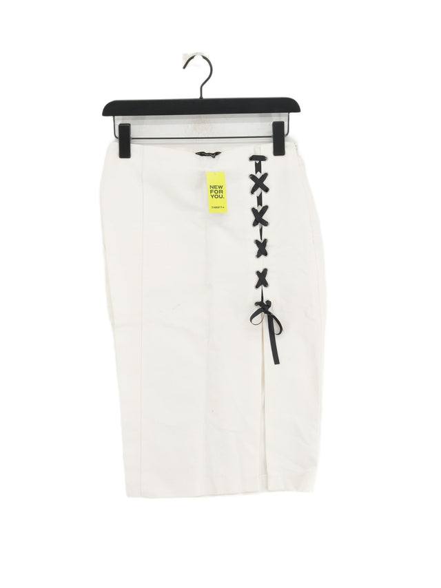 Trafaluc Women's Midi Skirt M White Cotton with Elastane