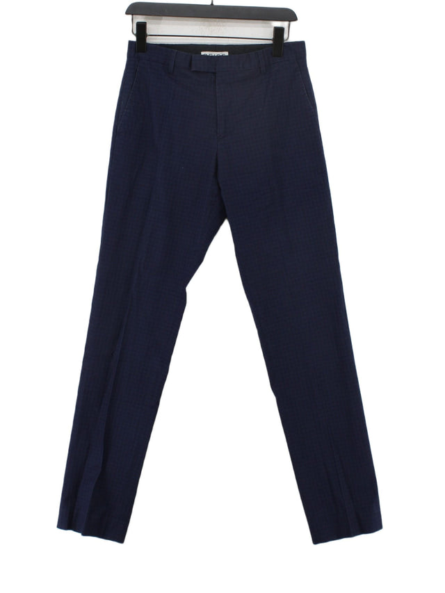 Reiss Men's Suit Trousers W 30 in Blue Cotton with Elastane, Polyester