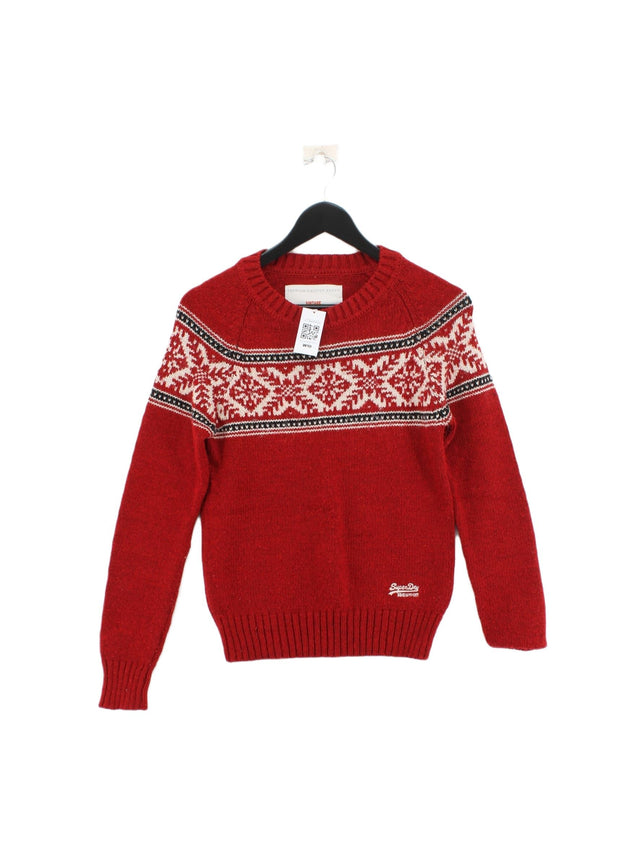 Superdry Women's Jumper S Red Acrylic with Nylon, Wool