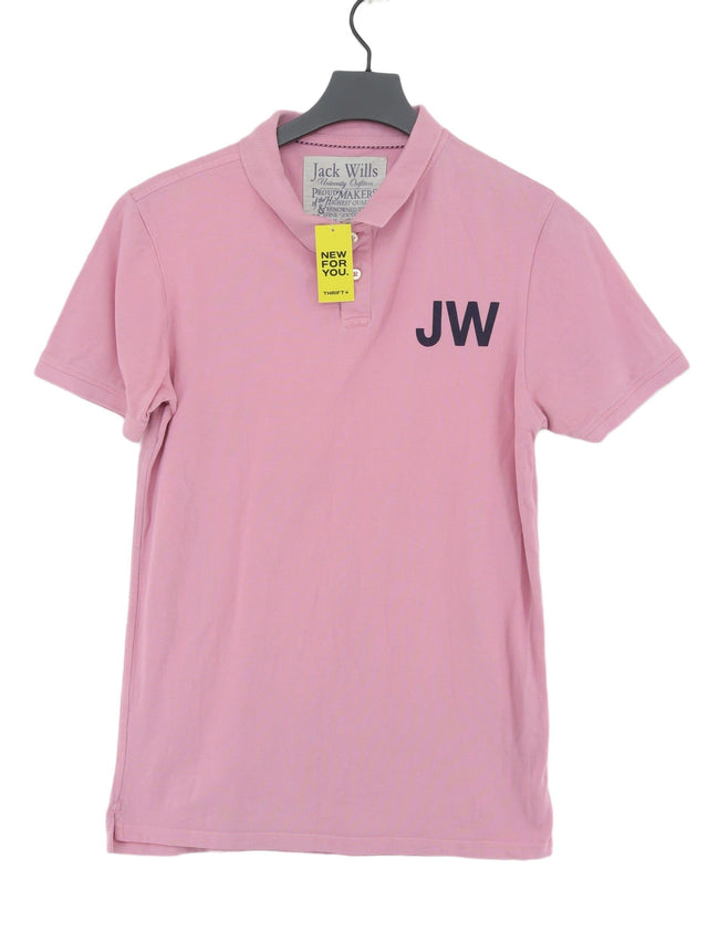 Jack Wills Men's Polo M Pink 100% Cotton