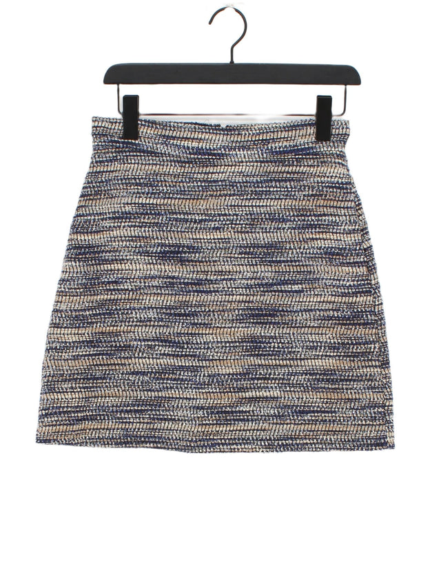 Warehouse Women's Midi Skirt UK 10 Blue Polyester with Acrylic