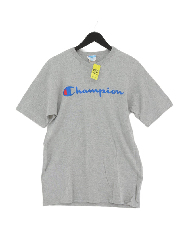 Champion Men's T-Shirt L Grey Cotton with Polyester