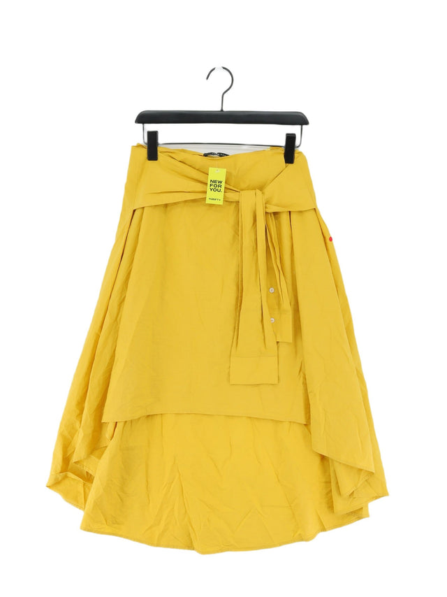 Zara Women's Midi Skirt S Yellow 100% Cotton