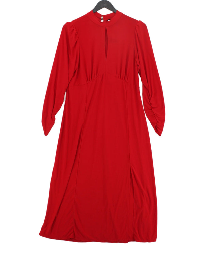 New Look Women's Midi Dress UK 14 Red Polyester with Elastane