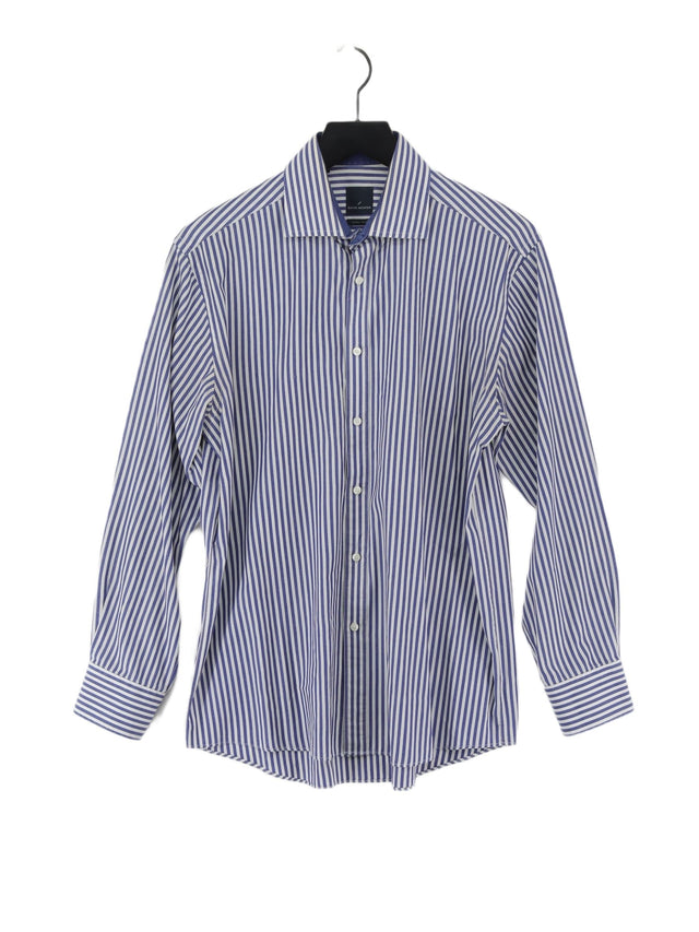 Daniel Hechter Men's Shirt Collar: 15.5 in Blue Cotton with Polyester