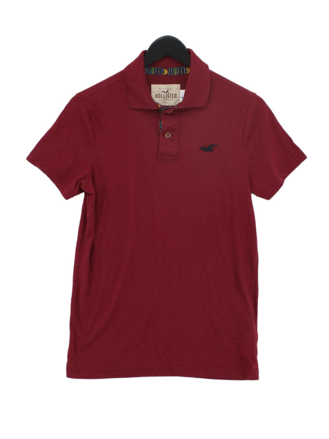 Hollister Men's Polo S Red Cotton with Polyester