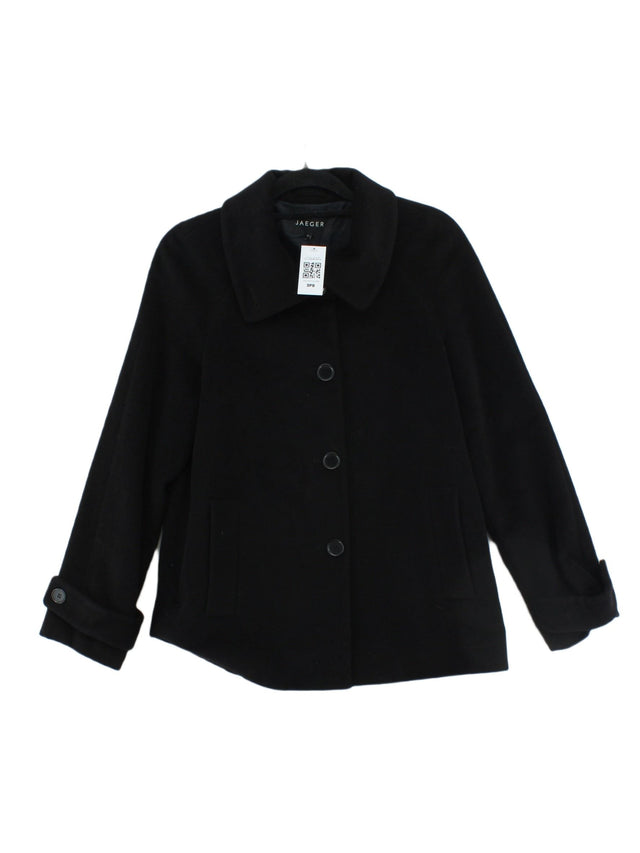 Jaeger Women's Coat UK 10 Black Angora with Polyester, Viscose, Wool
