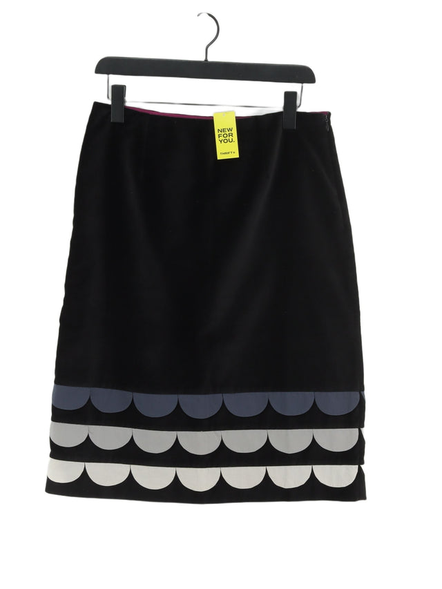 Boden Women's Midi Skirt UK 12 Black Cotton with Polyester
