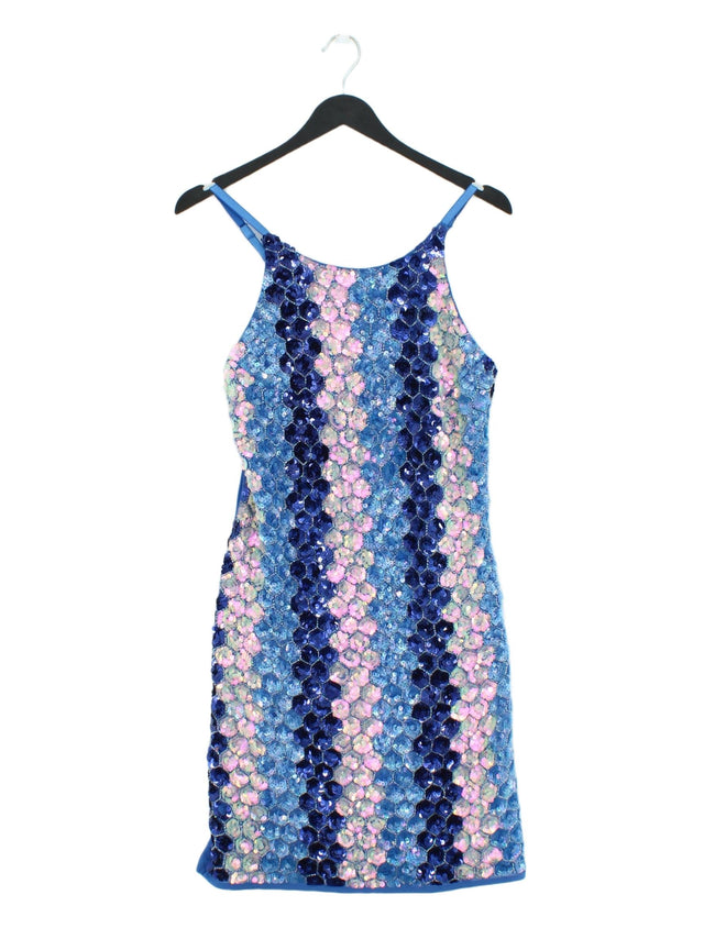 True Decadence Women's Midi Dress UK 12 Blue 100% Polyester