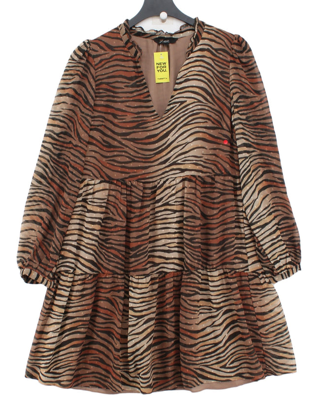 Next Women's Midi Dress UK 12 Brown 100% Polyester