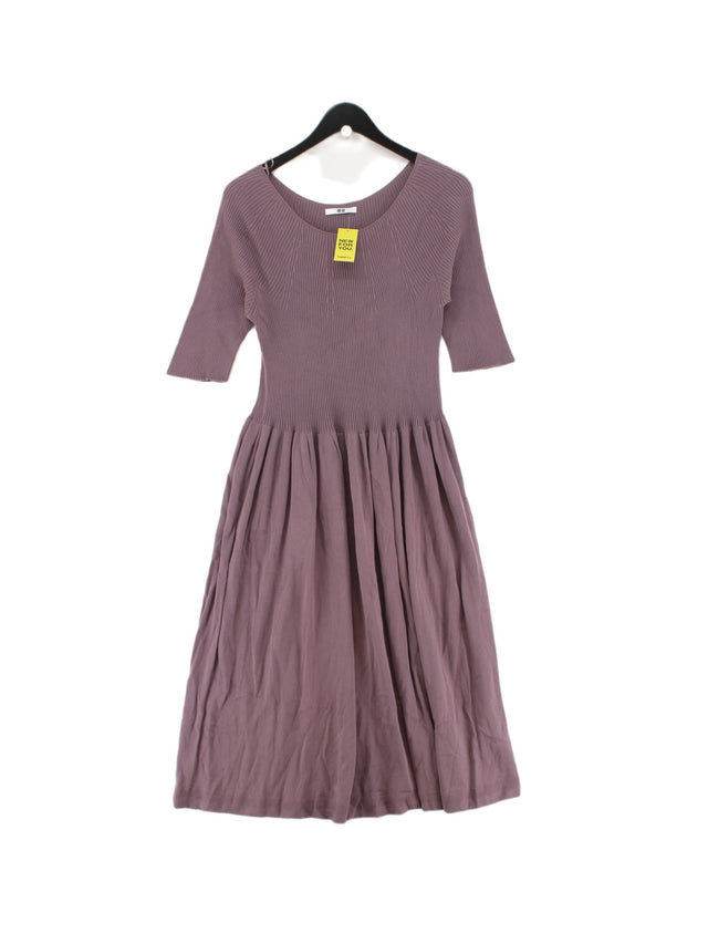 Uniqlo Women's Midi Dress UK 10 Purple 100% Cotton