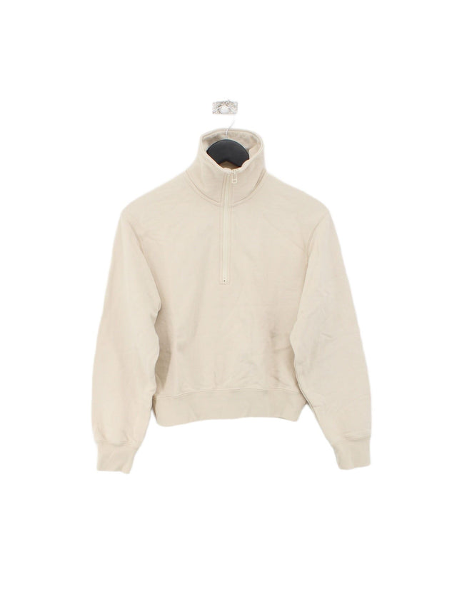 Uniqlo Women's Hoodie XS Cream Cotton with Polyester