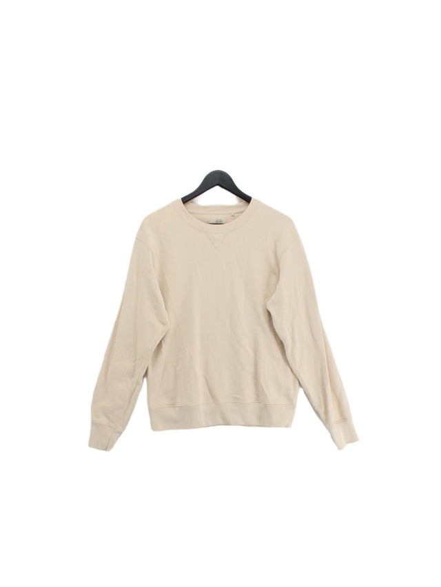 Uniqlo Men's Jumper S Cream Cotton with Polyester