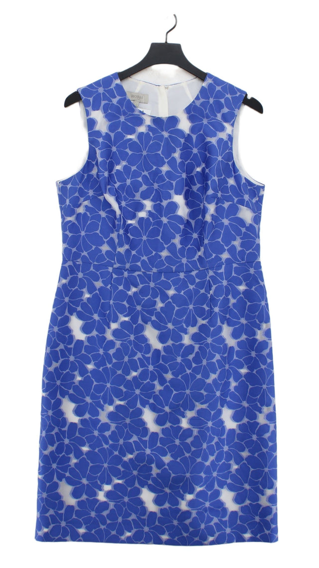 Hobbs Women's Midi Dress UK 16 Blue Viscose with Nylon, Polyamide, Polyester