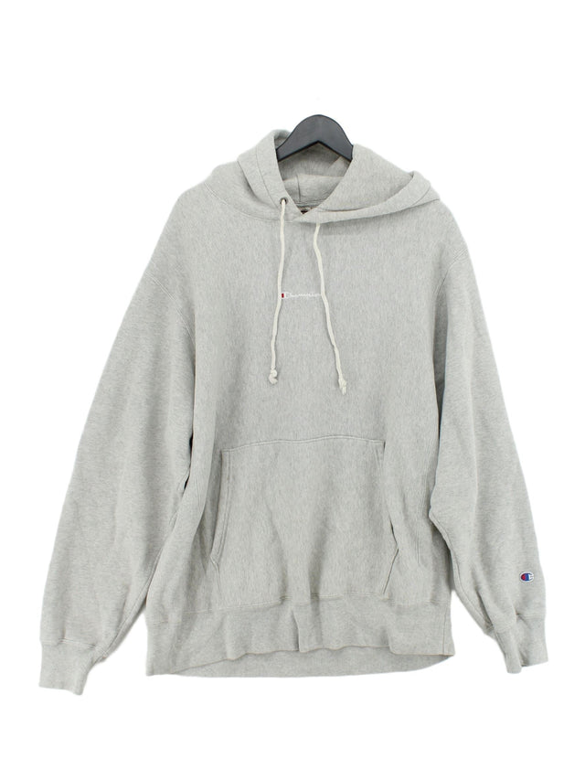 Champion Men's Hoodie L Grey Cotton with Polyester