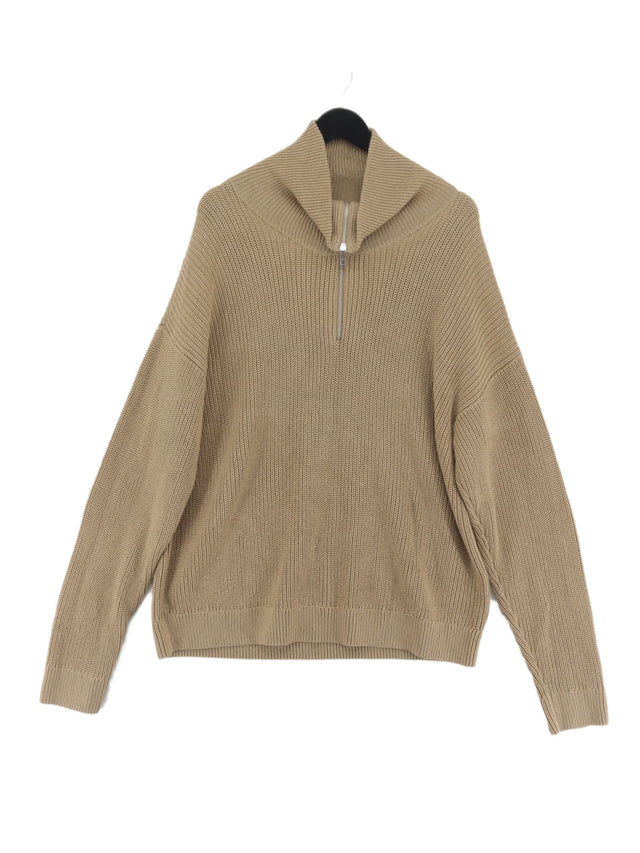 Weekday Men's Jumper XL Tan Cotton with Wool