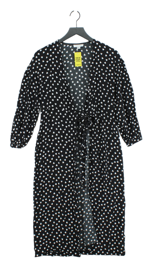 Topshop Women's Midi Dress UK 6 Black 100% Viscose