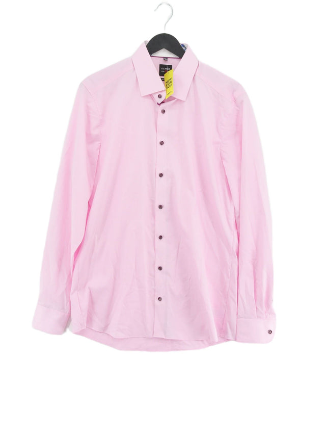 Olymp Men's Shirt Chest: 42 in Pink 100% Cotton
