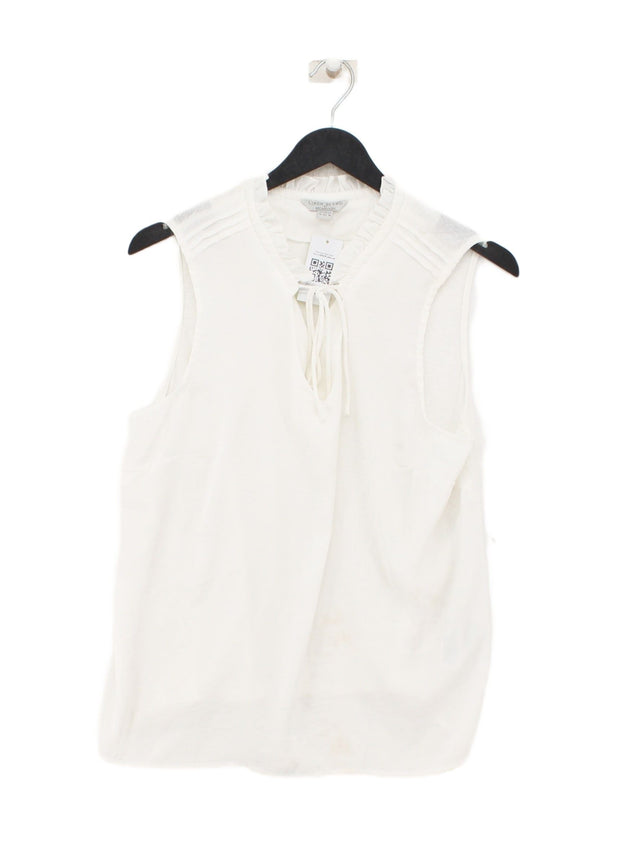 Monsoon Women's T-Shirt UK 14 White Viscose with Linen, Polyester