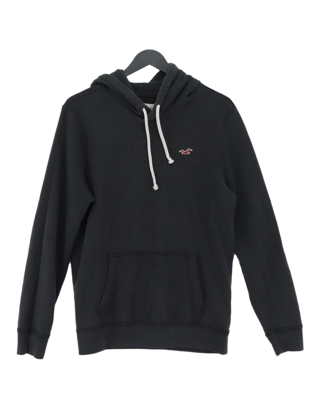 Hollister Men's Hoodie S Black Cotton with Polyester