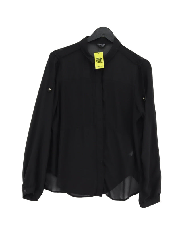 Topshop Women's Blouse UK 12 Black 100% Polyester