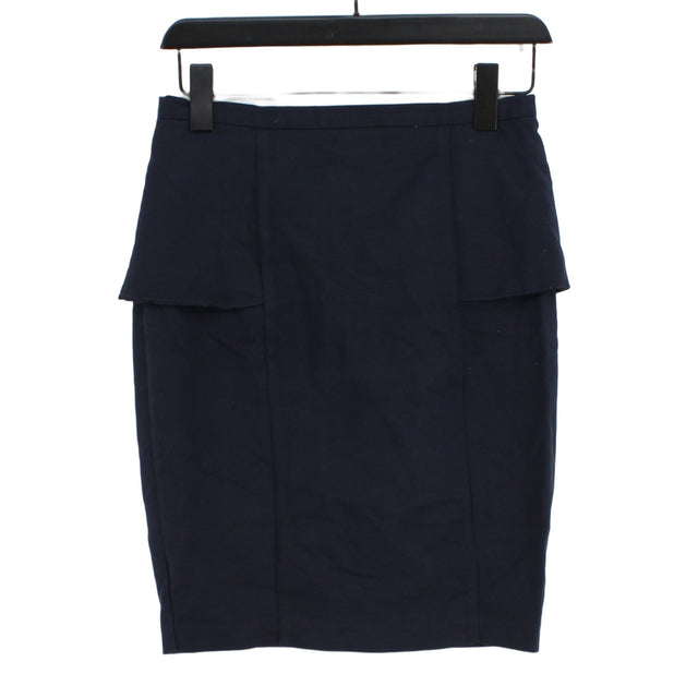 Zara Women's Midi Skirt S Blue Cotton with Elastane, Polyamide