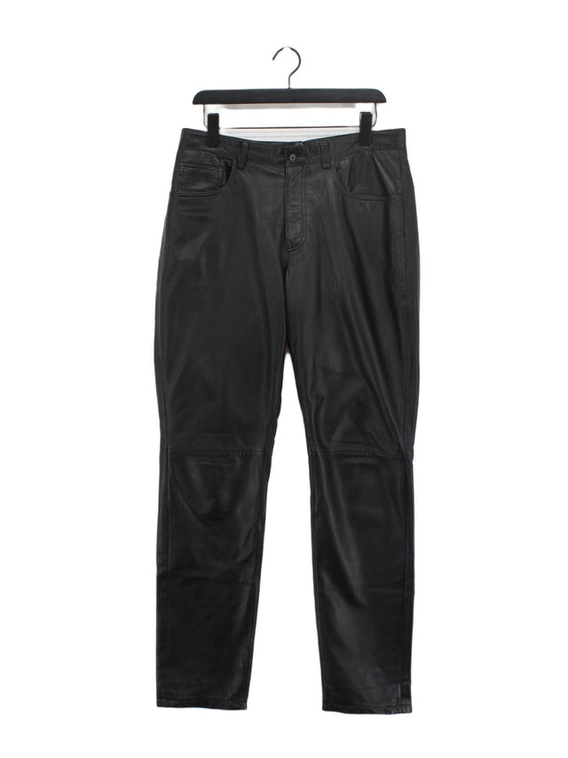 DKNY Men's Trousers W 33 in Black Leather with Other