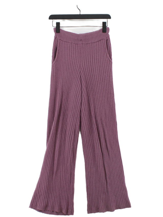 Zara Women's Leggings S Purple Cotton with Nylon, Polyester, Wool