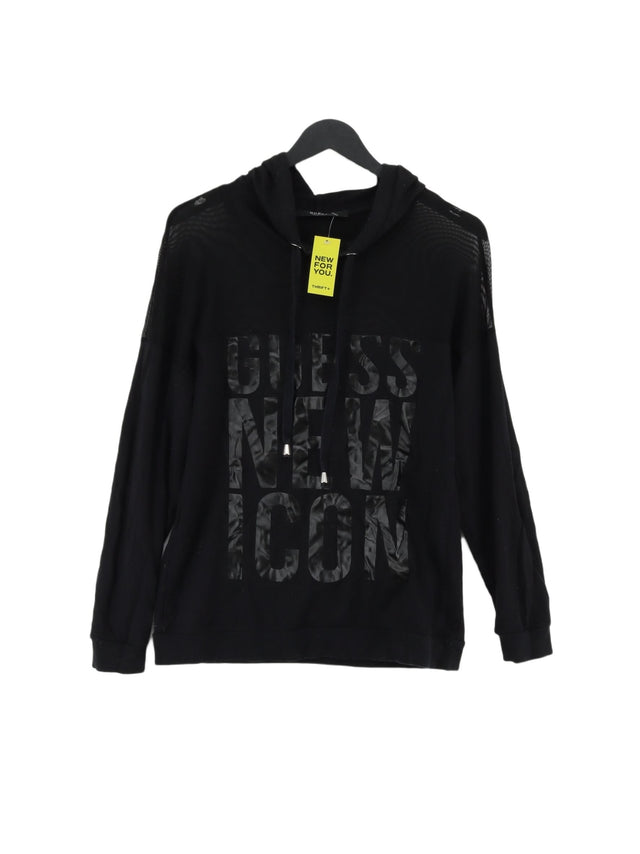 Guess Women's Hoodie XS Black Cotton with Lyocell Modal, Spandex