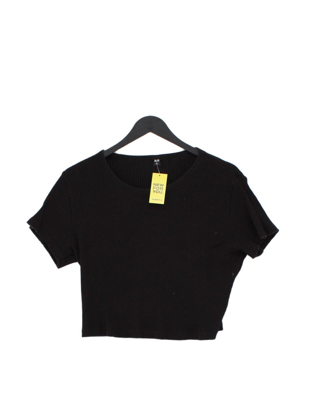 Uniqlo Women's T-Shirt L Black Cotton with Elastane