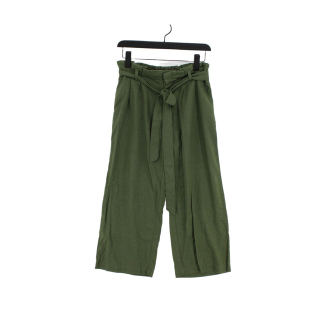 FatFace Women's Trousers UK 10 Green Linen with Viscose