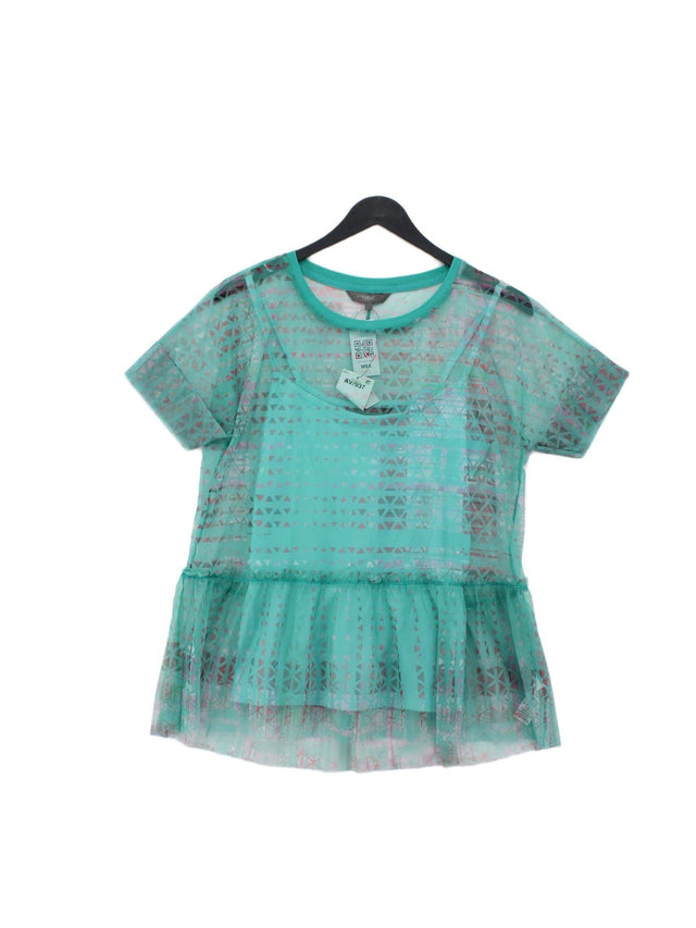 Next Women's Blouse UK 8 Green Polyester with Cotton, Elastane